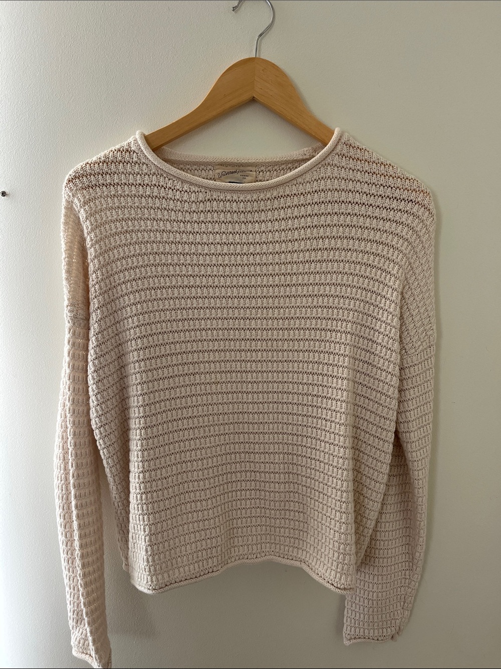 Universal Thread Cream Waffle-Knit Crewneck Sweater